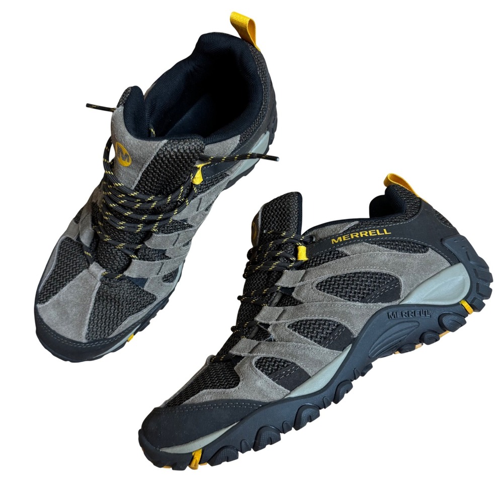 Merrell Mens Alverstone Hiking Shoes Charcoal Grey Yellow Size 13
